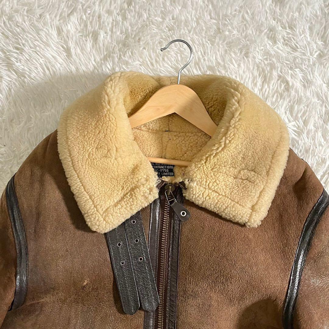 AVIREX B-3 Flight Jacket Mouton Brown Leather Size 38 Japan Used