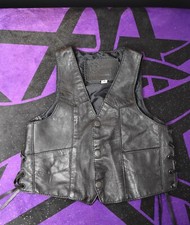 KIDS TODDLERS BLACK SOFT LEATHER BIKER MOTORCYCLE VEST size medium