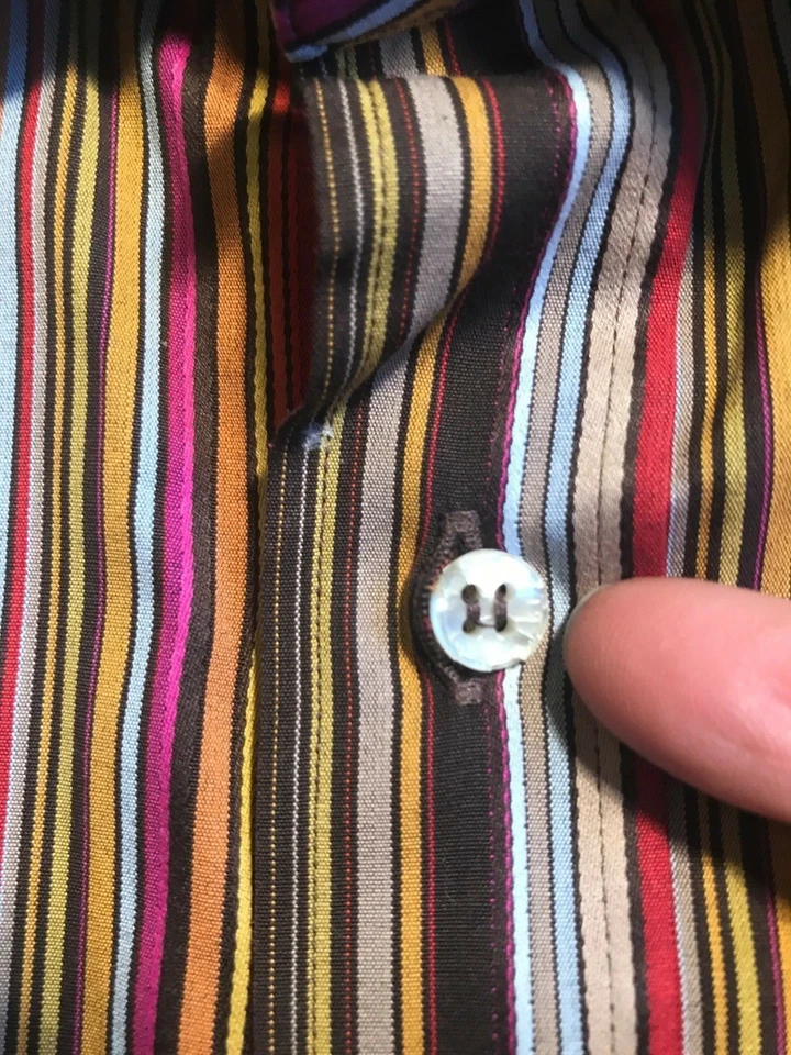 Camisa para hombre Paul & Shark Yachting a rayas medianas botones delanteros manga larga #1297 Foto 4 de 4