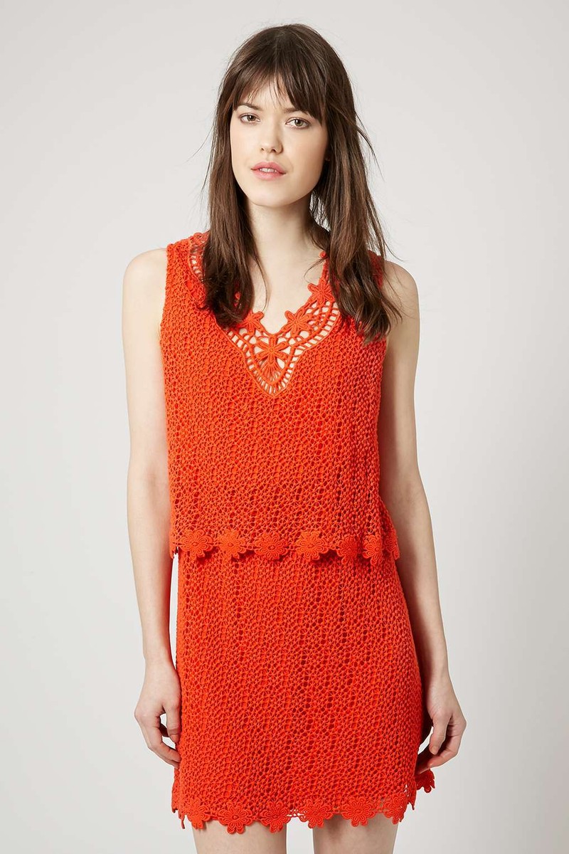 Topshop Crochet Lace Overlay Orange Dress- Brand New With Tags RRP 48 Size  4 | eBay UK