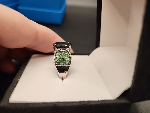 Green Moldavite Rhodium Over Sterling Silver Ring 3.80ctw Size 9 NEW JTV - Picture 5 of 9