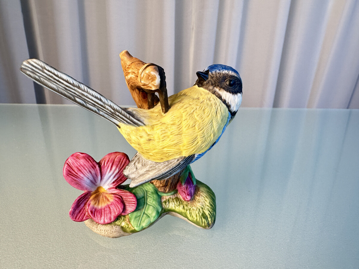 Franklin Mint Porzellan Figur - Vogel Blue Tit 10cm - Top Zustand