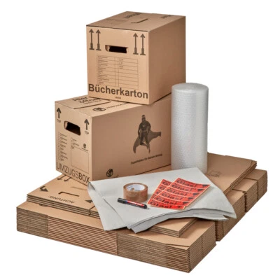 BB-VERPACKUNGEN® Umzugsset für 1 bis 2 Zimmer-Wohnungen (50m²) Umzugskomplettpaket Umzugspaket