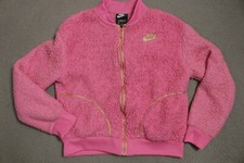 Nike Fleece Jacket Kids Girls XL Pink with Pockets Long Sleeve Full Zip