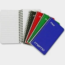 4~ Mead MEMO BOOK 3x5" College Ruled Paper Pad Mini Side Spiral Binding Notepads