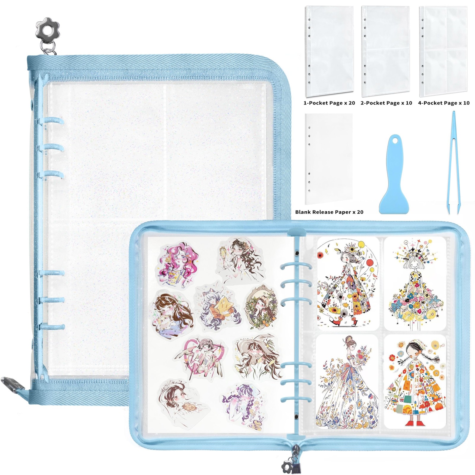 Mlife Sticker Organizer Binder Storage Reusable Blue