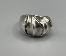 Sterling Silver 925 - DESIGNER ISC Diamond-Cut Fluted Dome Ring Size 7 - 6.2g