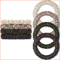 Haargummis Scrunchies 4Er Set Seide Satin Elastisch FüR Damen Beige Champagner