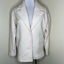 Elodie Wool Blend Teddy Jacket Medium Womens Sherpa Shawl Collar Button Winter