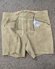 Authentic VTG Bavarian Wappen-Lederhose Leather Suede Shorts - Super Adjustable