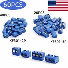 60pcs 5mm Pitch Pole PCB Mount Screw Terminal Block Kit KF301-2/3-Pin