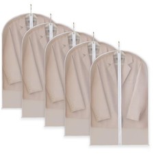 5-Pack Clear Garment Bags with Zipper for Hanging Clothes, Storage Bags for C...