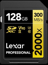 128GB Professional 2000x SD Card, UHS-II, C10, U3, V90, Full HD, 8K, Up To 30...