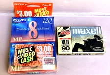 Lot Of 2 Sony Video 8 MP 120 Mini Tapes + Maxell XLii 90 Cassette TAPE Sealed