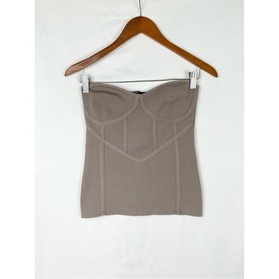 Zara Knit Strapless Bustier Size Small Brown Tan Stretchy