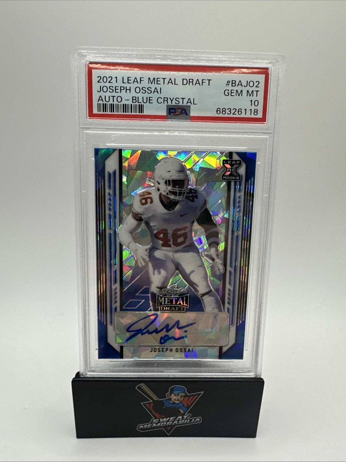 Joseph Ossai Leaf Metal Draft Autographs #BAJO2 Blue Crystal