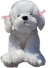 Russ Berrie MUFFIN Bichon Frise White Dog Puppy Pink Bows Collar Ears Plush 10