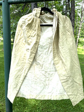 Victorian Cape Cloak Small Woman's w Hood Ecru Cotton Sweeping