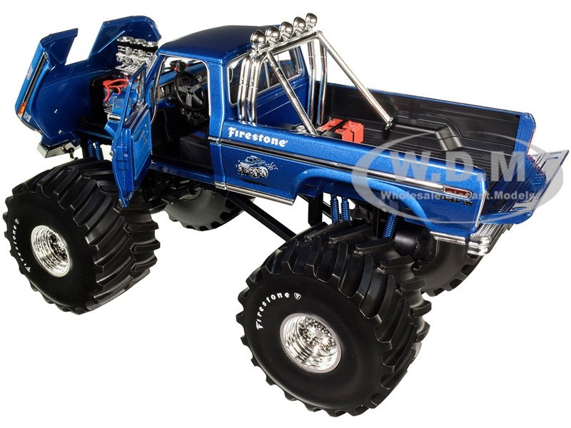 1974 FORD F-250 MONSTER TRUCK "BIGFOOT #1" BLUE 66" TIRES 1/18 GREENLIGHT 13541