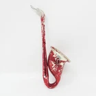 Vintage Hand Blown Glass Saxophone Horn Christmas Ornament ~ 5-1/4"