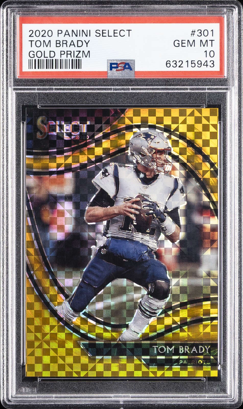 2020 PANINI SELECT GOLD PRIZM #301 TOM BRADY 6/10 PSA 10