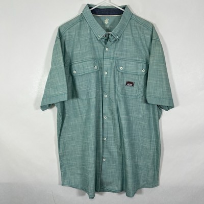 Rocawear Nostrand Ave Work Shirt Button Down Mens 3XL Teal Blue Short Sleeve