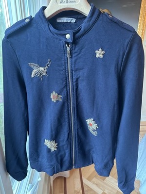 Ermanno Scervino Junior Zip Up Jacket Size 12,With Gold Hardware And Embroidery