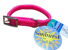 Coastal Pet Sunburst Nylon Braided Pet Collar For Small Dogs  10"  HOT PINK NEW