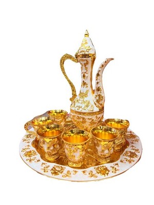 8-teiliges Vintage Türkische Teekanne Set mit 6 Kaffeetassen Teetablett Dekor Geschenk