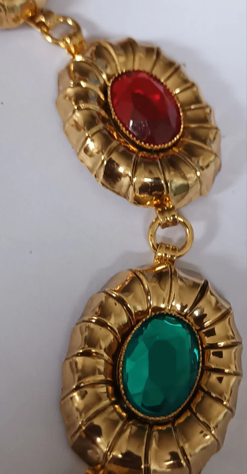 Collar de oro vintage con brillantes cristales de lucita multicolores Foto 2 de 4