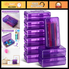 12 Pack Large Plastic Pencil Boxes, Bulk Storage Case, Purple School Supplies