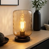 Tischlampe Tischleuchte Wohnzimmerlampe Amber Klar Retro Beistelllampe H 32,5 Cm