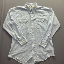 Vintage Dee Cee Western Pearl Snap Shirt Men’s 16.5 34 Blue Stripe USA Made
