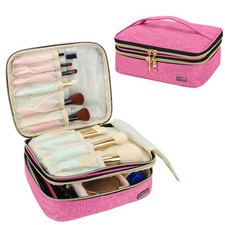 Teamoy Travel Makeup Brush Organizer, Cosmetic Brushes Bag Case with Compartm...