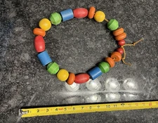 Vintage Toddler 22 assorted wooden Beads On A string Lacing Toy Antique