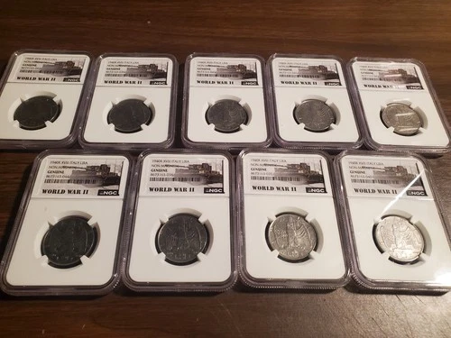 1940R XVIII Italy Lira NGC Genuine WWII Tank Label.  lot of 9
