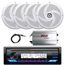 Marine USB Bluetooth Receiver, Amplifier, Antenna, 4x 5.25" 180W Speaker White 