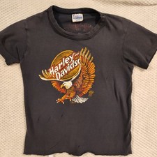 Vintage Youth Harley Davidson Tshirt M 10-12 Approx 40 Years Old READ
