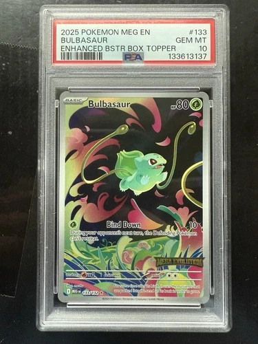 Pokemon Mega Evolutions Bulbasaur 133/132 Enhanced Topper Promo Stamped PSA 10