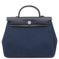 Hermes 2 Way Bag Herbag Zip PM 31 Leather Black Blue 838860