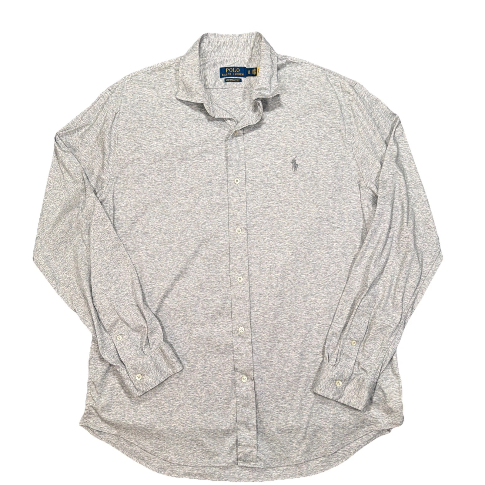 Polo Ralph Lauren Knit Dress Shirt Size XL Heather Gray Button Up Long Sleeve
