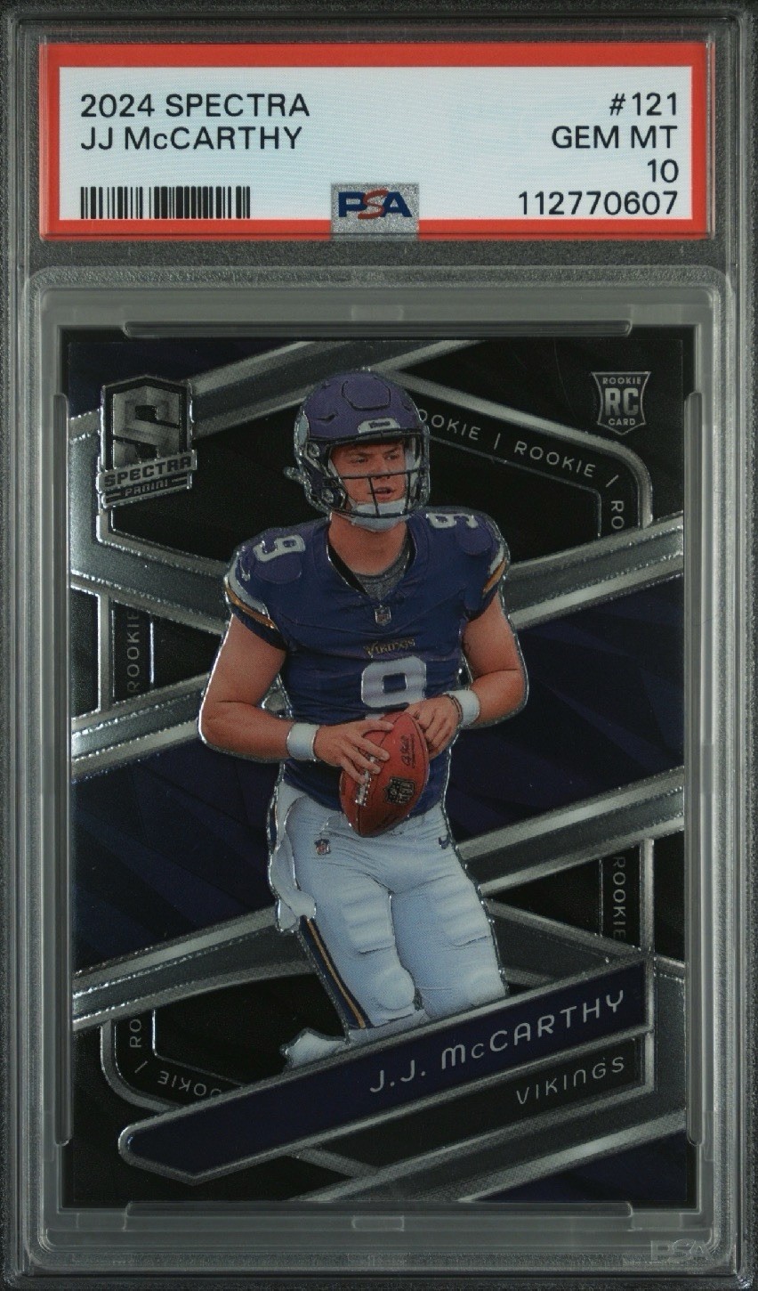 PSA 10 2024 Panini Spectra J.J. McCarthy Rookie #121 Minnesota Vikings