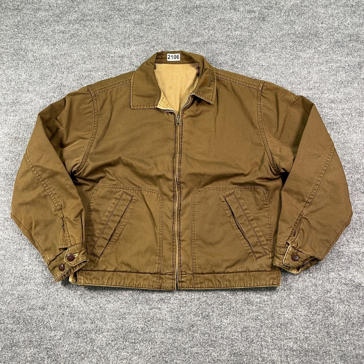 Vintage 90s Structure Reversible Corduroy Twill Full-Zip Jacket M