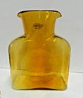 2003 Blenko Amber Glass Double Spout Water Bottle Carafe Pitcher Vase  8 1/4"