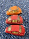 Vintage Corgi Heinkel Bubble Cars x 3. Two red, one orange, various conditions!