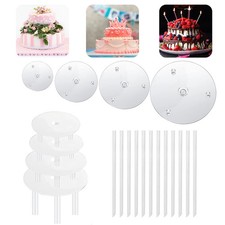 1 Set Cake Supports Non-slip Cake Stand 4 Round Cake Plates 12 Cake Supports