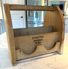 Vintage Esquire Footman De Luxe Wood Shoe Shine Caddy Box Mid Century ROUGH Used
