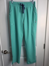 FIGS Yola High Waisted Straight Leg Scrub Pants Green Women's Small Petite