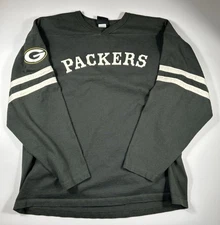 Green Bay Packers Shirt Mens Large Green VNeck Long Sleeve NFL Team Apparel Logo