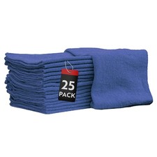 Auto Mechanic Shop Towels 25 Pack Bulk Rags 100 Cotton 14"X14" Blue